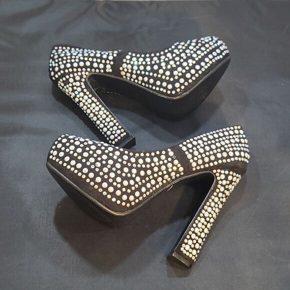 BRAND NEW HEM FASHION Closed Toe PEARL STUDDED PLATFORM HIGH HEEL PUMP - Picture 10 of 16
